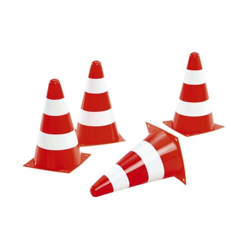 Rolly Toys márkájú, piros-fehér útjelző kúp szett, 4 db
