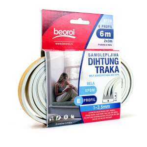Beorol white self-adhesive sealing tape for doors and windows, 6 meters long, E profile - Sealing tape