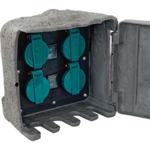 Strend Pro Garden Electric Extension Socket, Stone Model, Waterproof, with Light Sensor, 4 Sockets, 3 m