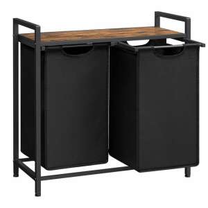 Leobert bathroom laundry hamper with 2 removable baskets, black and brown, 73x33x72 cm - Laundry Basket