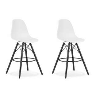 Artool Lamal 2-Piece Kitchen/Bar Stool Set, PP, Wood, Black-White, 54x55x107.5 cm