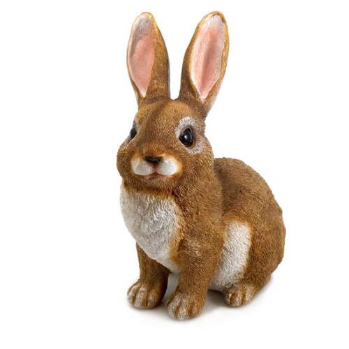 Barna nyúl kerti szobor, polirezin, 15,5x18,5x26,3 cm