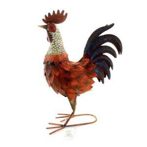 Fém Kakas Kerti Dekoráció - 37,5x17x51 cm