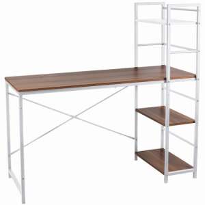 Jumi computer desk with 3 shelves, natural and white, 120x52x120 cm - Computer Desk