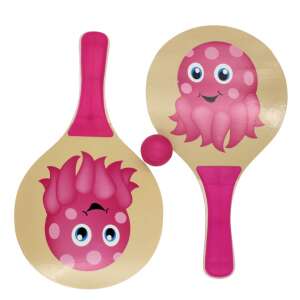 Octopus beach tennis set, 2 rackets and 1 ball, pink and beige, fun for kids and adults - Outdoor Skill Game