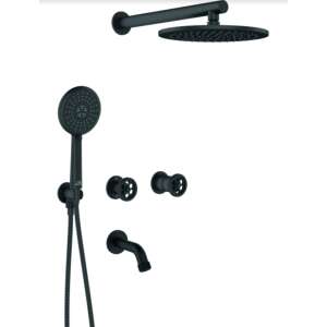 BAU711P Built-in Bath and Shower Column System, Matt Black Finish