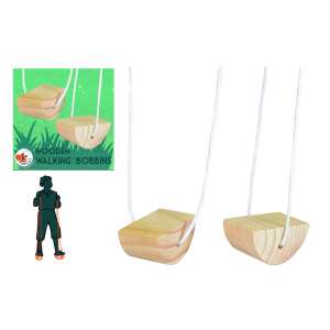 Egmont Toys Wooden Walking Bobbins, a pair of wooden balance toys with rope handles for kids to walk on - Outdoor Skill Game