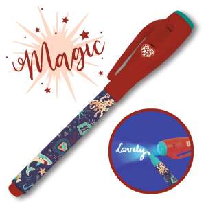 Lovely Paper Magic Pen with UV light, red pen with blue and white design, write secret messages with invisible ink - Pen