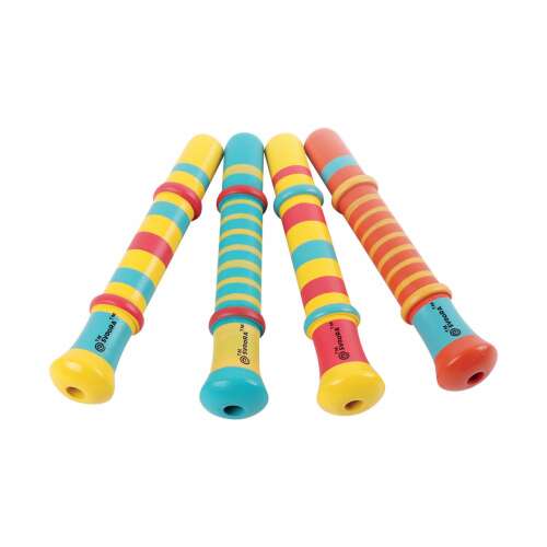 Set of 4 colorful wooden whistles, Svoora brand, for kids, duck sound
