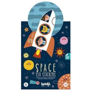 Londji Space Stickers, 150 reusable stickers with space theme, rockets, planets, stars, astronauts, cats, perfect for kids crafts and decorations - Sticker, Magnet