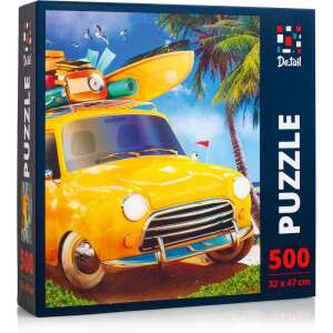 De.tail 500 piece puzzle, Sunny Summer, 32x47 cm, featuring a yellow car with surfboards on top - OEM Puzzle