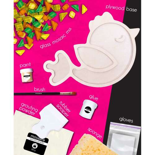 Mosaaro bird mosaic kit, includes all materials needed for mosaic art, DIY craft project