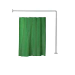 Steel Rod Set, 2 pcs, 90 x 90 cm corner, with 180x180 cm Shower Curtain, Green, with fixing rings