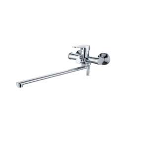 Raulconstruct kádhoz való csaptelep zuhanyrózsával, hosszú kiöntővel, LUX sárgaréz, robusztus, króm felület, kerámia patron, egykaros - Nonbrand Csaptelep