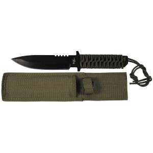 Fox Outdoor full tang knife with black blade and green sheath - Hunting & Survival Knife
