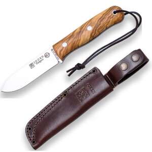 Joker BS9 Trampero 10 cm fixed blade knife with olive wood handle and leather sheath - Hunting & Survival Knife