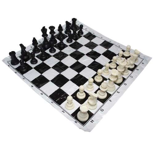 Sakk készlet táblával, sakkfigurákkal, fekete és fehér, összecsukható, hordozható, utazó sakk készlet