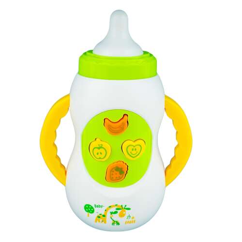 Baba palack formájú játék fényekkel és hangokkal, különböző formájú és színű gombokkal