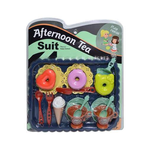 Afternoon Tea Suit pretend play food set for kids, includes cups, donuts, ice cream, and more