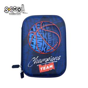 S-cool collection pencil case with basketball design, zipper closure, 24 elastic loops, 2 mesh pockets - Pencil Case