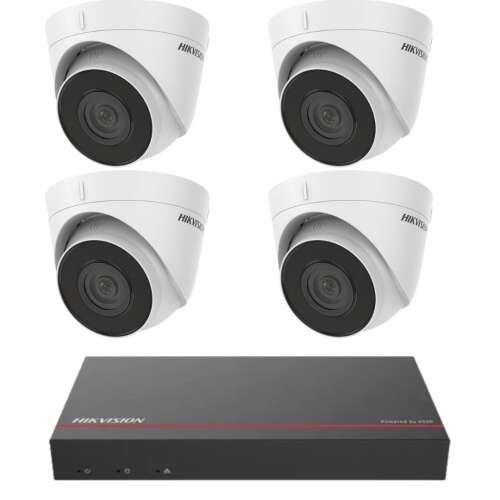 Hikvision 4 kamerás biztonsági rendszer 2MP IP kamerákkal, 4 csatornás NVR, 1TB SSD