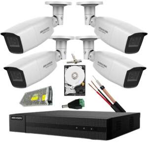 Hikvision 4-channel Turbo HD security system with 4 cameras, 2MP resolution, 40m IR, DVR, 500GB HDD, and accessories - Hikvision Security Camera