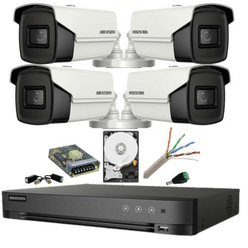 Hikvision 4K 8MP Security Camera System with 4 Bullet Cameras, 4 Channel DVR, 2TB HDD, and Accessories
