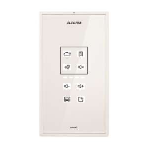 Electra Smart G3 Audio Terminal, white, with touch buttons for intercom, door opening, volume control, and additional functions - Intercom