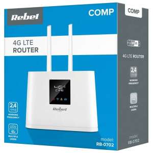Rebel 4G LTE router, fehér, két külső antennával, RB-0702 modell - Rebel
