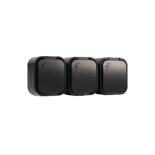 Hydra+ Hármas Kültéri Dugalj IP54, Szögletes Nézet