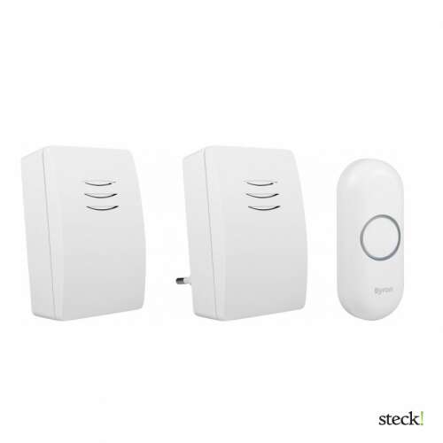 Byron vezeték nélküli csengő szett két beltéri egységgel, fehér