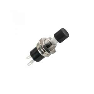 Black momentary push button switch, SP 02/BK, 1 circuit, mini flush, 7mm diameter - Light Switch