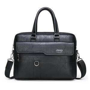Jeep 642 15.6 hüvelykes fekete bőr férfi aktatáska - MBC