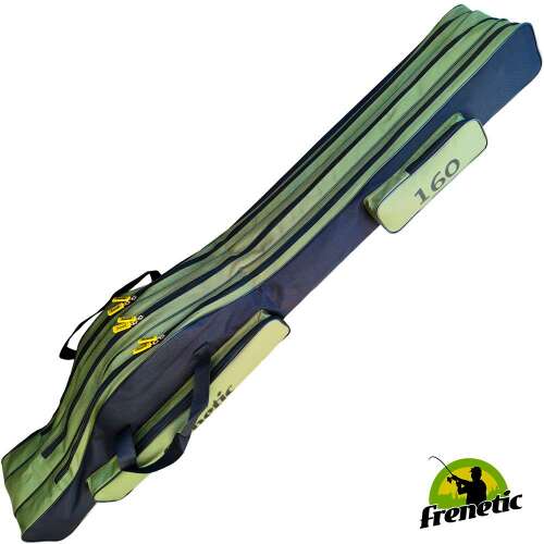 Frenetic 3 részes bottáska, zöld, 1,6m, horgászbot tok, tartós, Oxford anyag, párnázott, cipzáras, orsótartóval