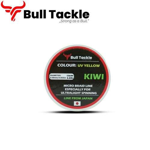 Bull Tackle Kiwi Micro Braid Line, UV Sárga, 150m, 0.04mm