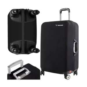 Trizand suitcase cover for medium sized suitcases, black, protects from scratches and dirt, elastic material, easy to put on and take off - Trizand