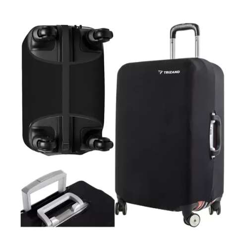 Trizand suitcase cover for medium sized suitcases, black, protects from scratches and dirt, elastic material, easy to put on and take off