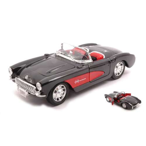 1:24 méretarányú fém modell egy fekete 1957-es Chevrolet Corvette-ről - Kreatív és építő játék