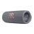 JBL Flip 6 grey portable Bluetooth speaker, angled view showing speaker end