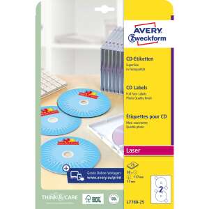 Avery Zweckform SuperSize CD/DVD Címke - 50 db, Fényes Fehér