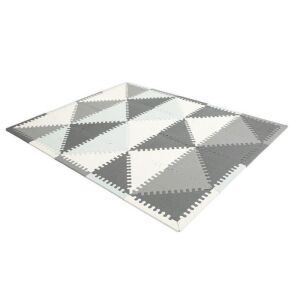 EVA foam play mat with gray and white triangle pattern, 157x127cm. - Foam Puzzle