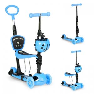 Collage of Ecotoys Bogár Roller 5-in-1 blue scooter in different configurations - Kids' Scooter