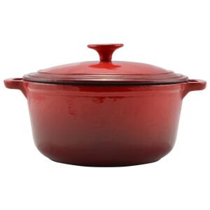 Perfect Home Red Enameled Cast Iron Dutch Oven with Lid, 4 L - Cast Iron Cookware