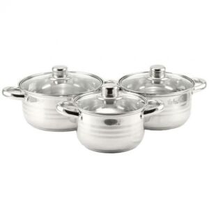 Perfect Home Diamond 6-piece stainless steel cookware set with glass lids - Perfect Home Clay pot