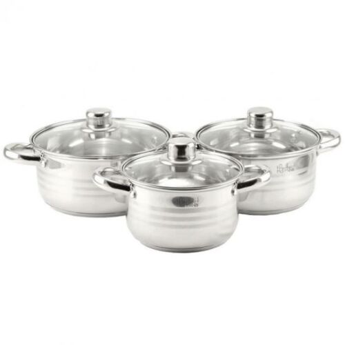 Perfect Home Diamond 6-piece stainless steel cookware set with glass lids
