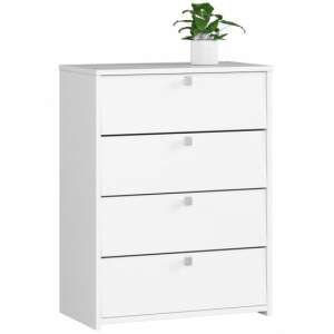 White 4-drawer chest of drawers, 66x36x85 cm - Living Room Furniture