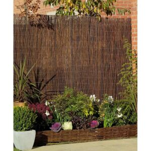 Natural Woven Fence Panel used as a garden privacy screen. - Fence element