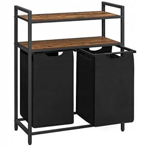 Mercaton Rustic Brown and Black Laundry Cabinet with Two Baskets - Laundry Basket
