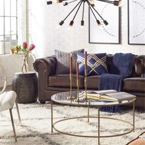 Mercaton Dohányzóasztal – Kerek Üveg, Arany Acél – 84 cm