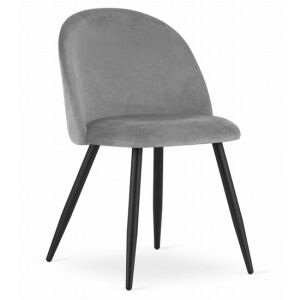 Mercaton Bello silver grey velvet dining chair with black metal legs - Kitchen Furniture